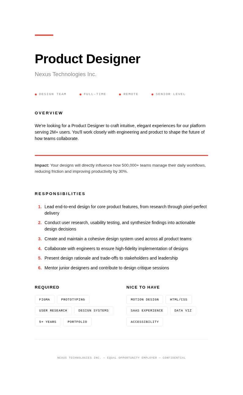 Modern minimal job description
